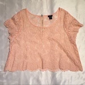 Soft peachy pink lace crop top
